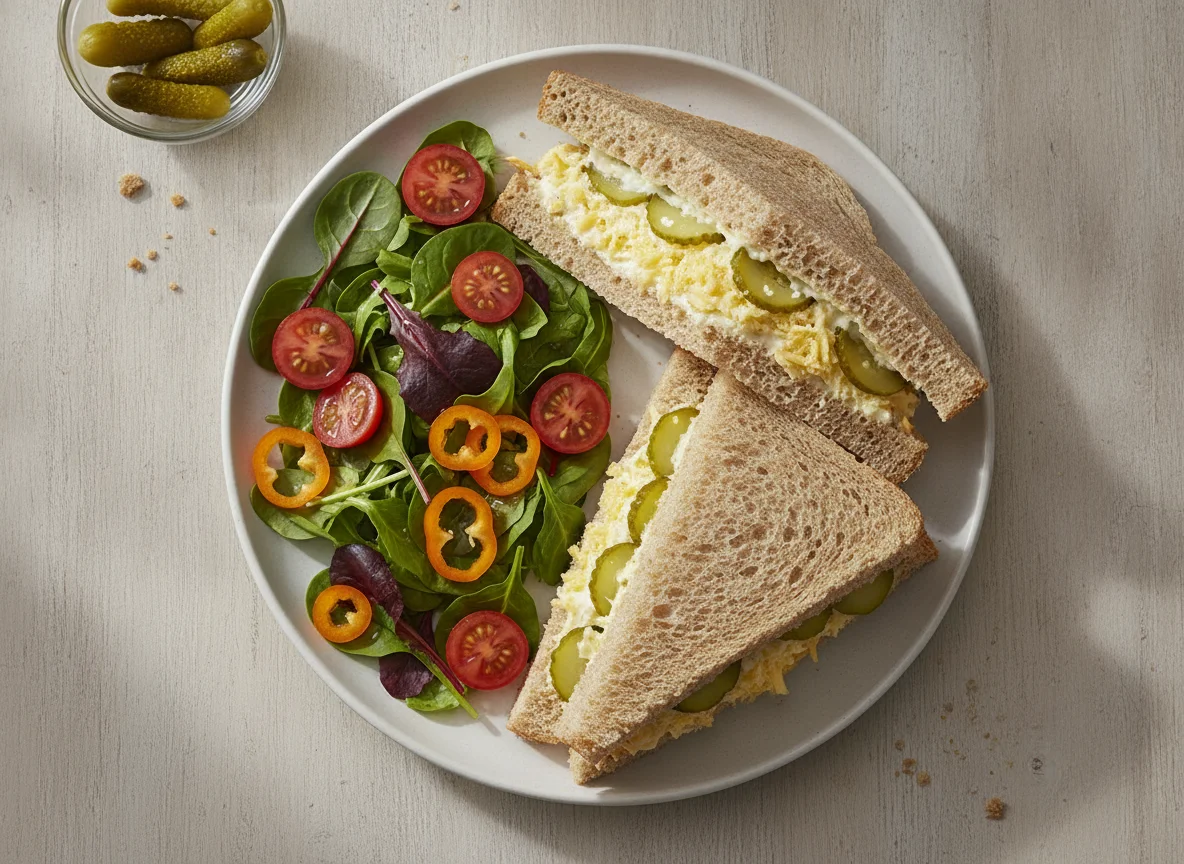 Cheese and Pickle Sandwiches with Salad photo