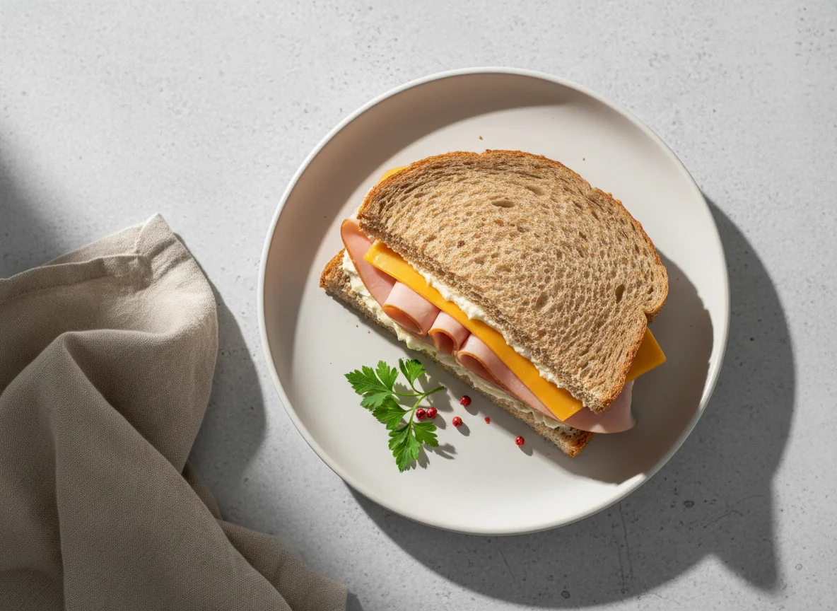 Cheese and Turkey Ham Sandwich photo