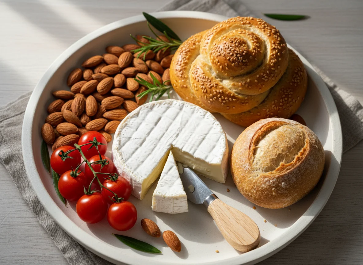Cheese, Bread, and Nut Platter photo
