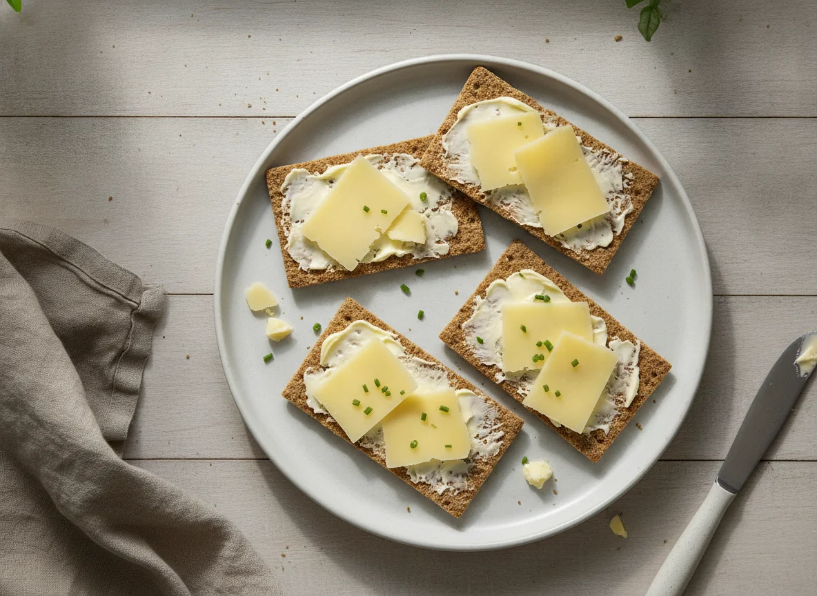 Cheese on crispbread photo