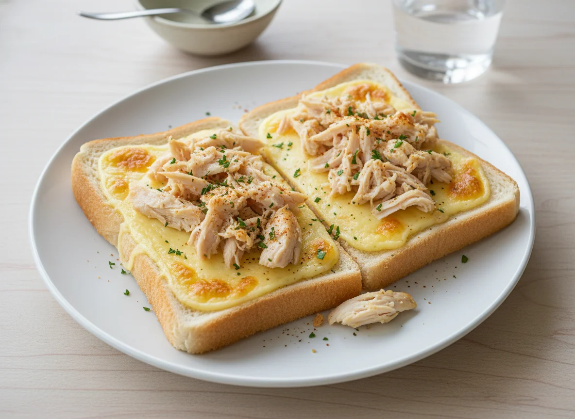 Cheese Spread Toast with Shredded Chicken photo