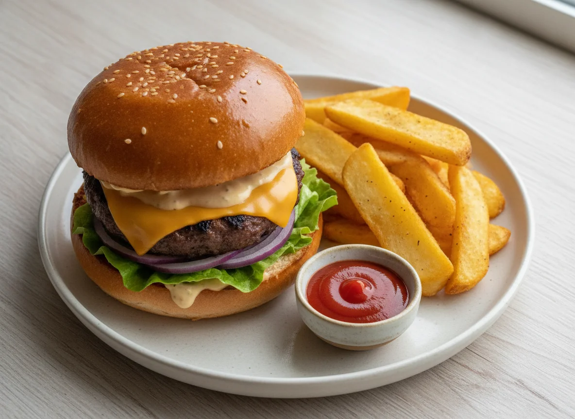 Cheeseburger and Chips photo