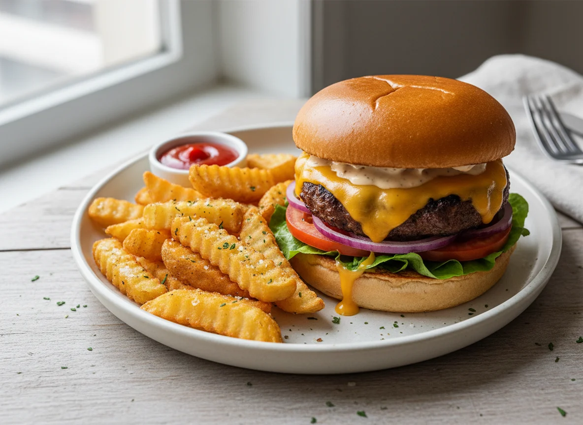 Cheeseburger and French Fries photo