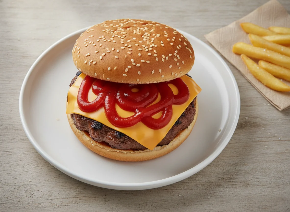 Cheeseburger with Ketchup photo