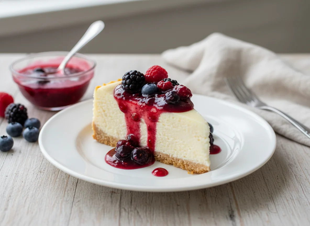 Cheesecake with Berry Coulis photo