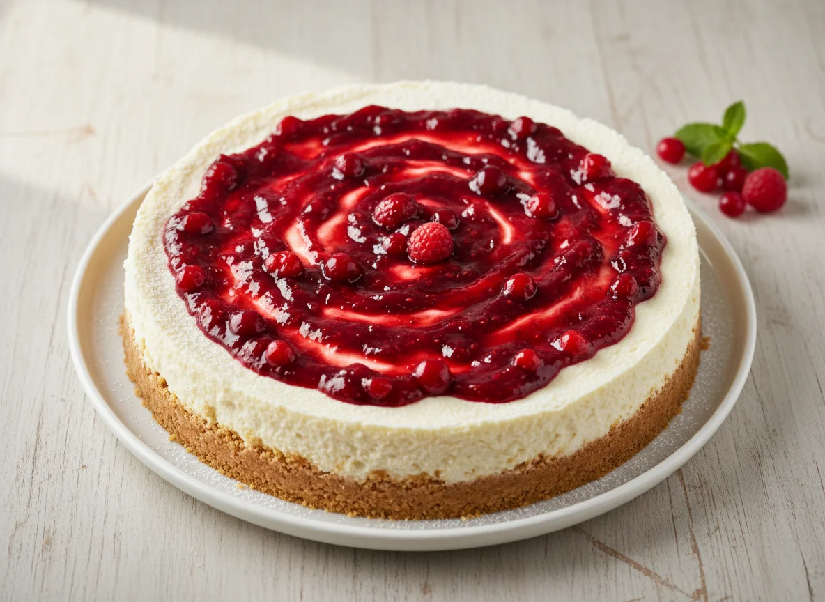 Cheesecake with Red Fruit Jam photo