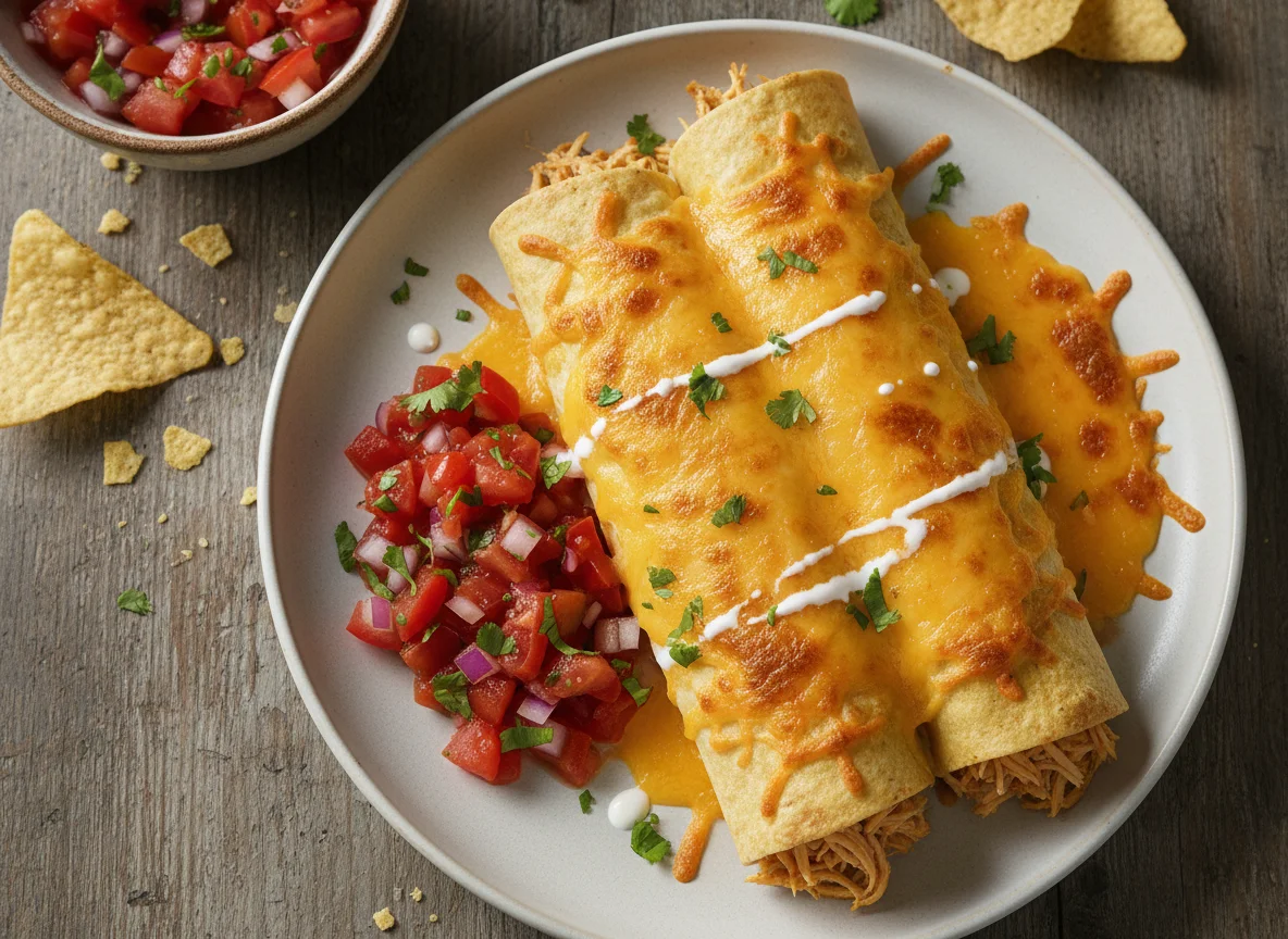 Cheesy Enchilada with Salsa photo