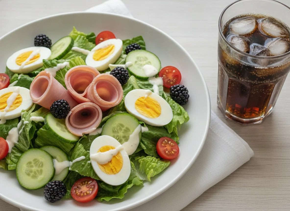 Chef Salad with Blackberries and Soda photo