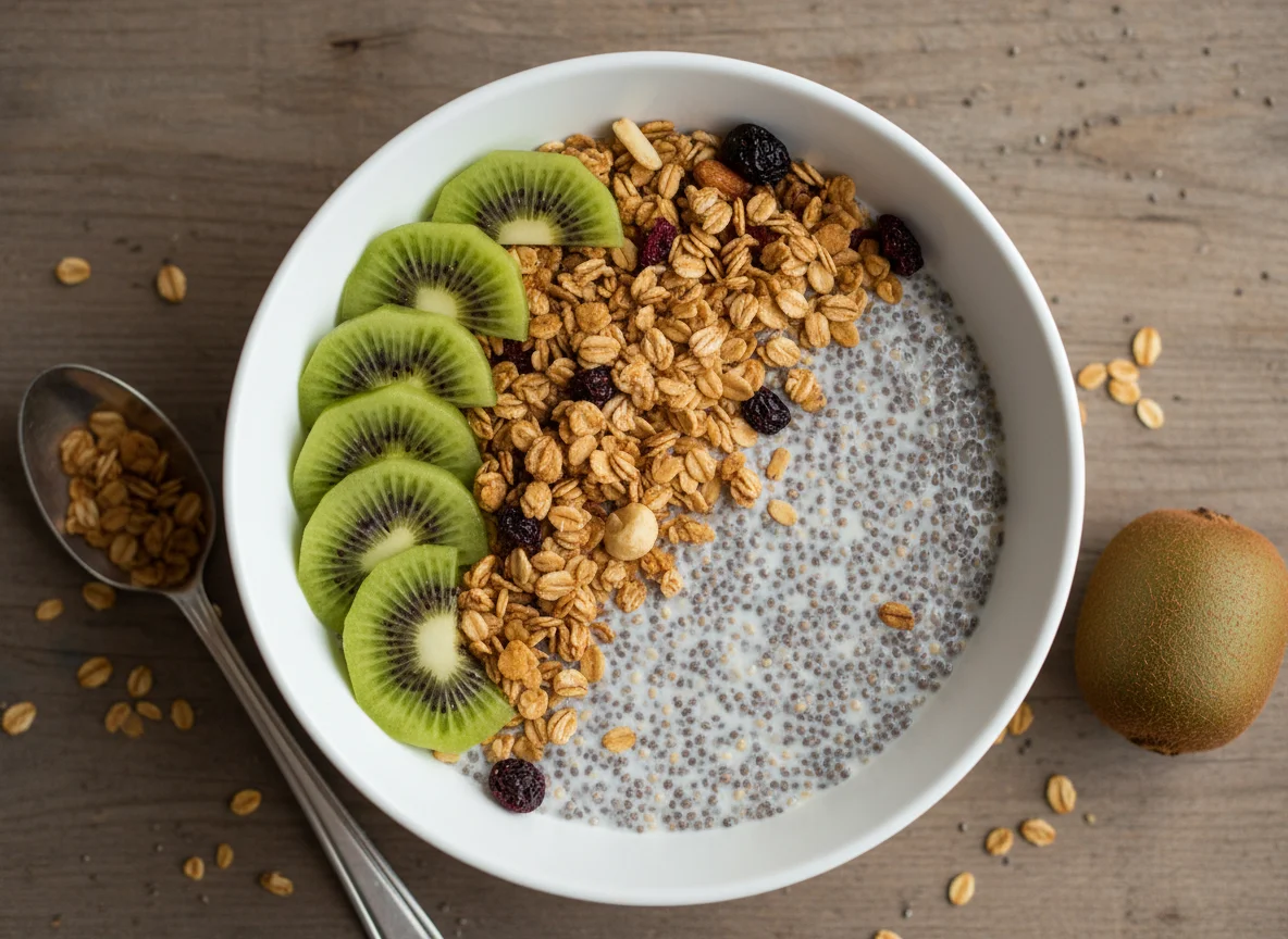 Chia Pudding with Granola and Kiwi photo