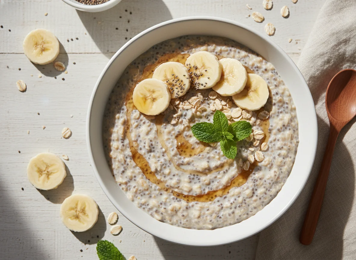 Chia Seed and Oat Pudding with Banana photo