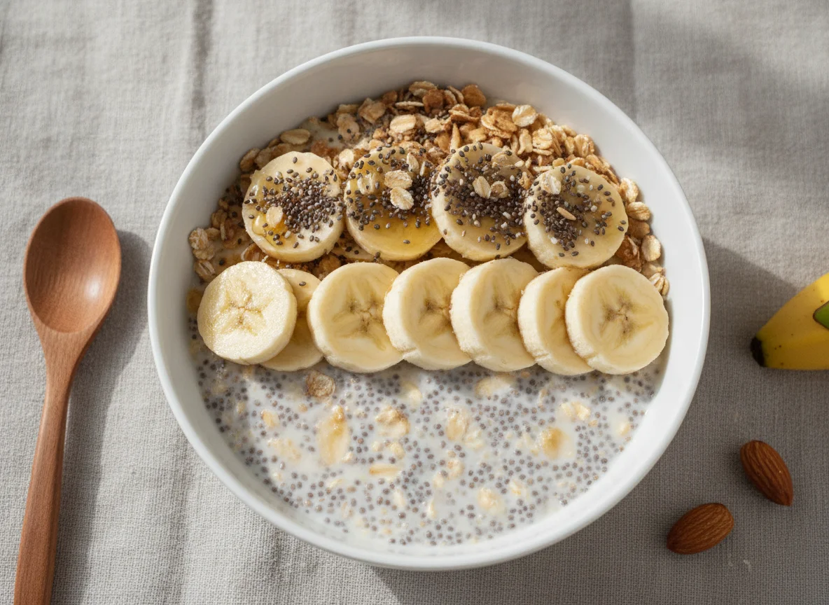 Chia seed pudding with banana photo