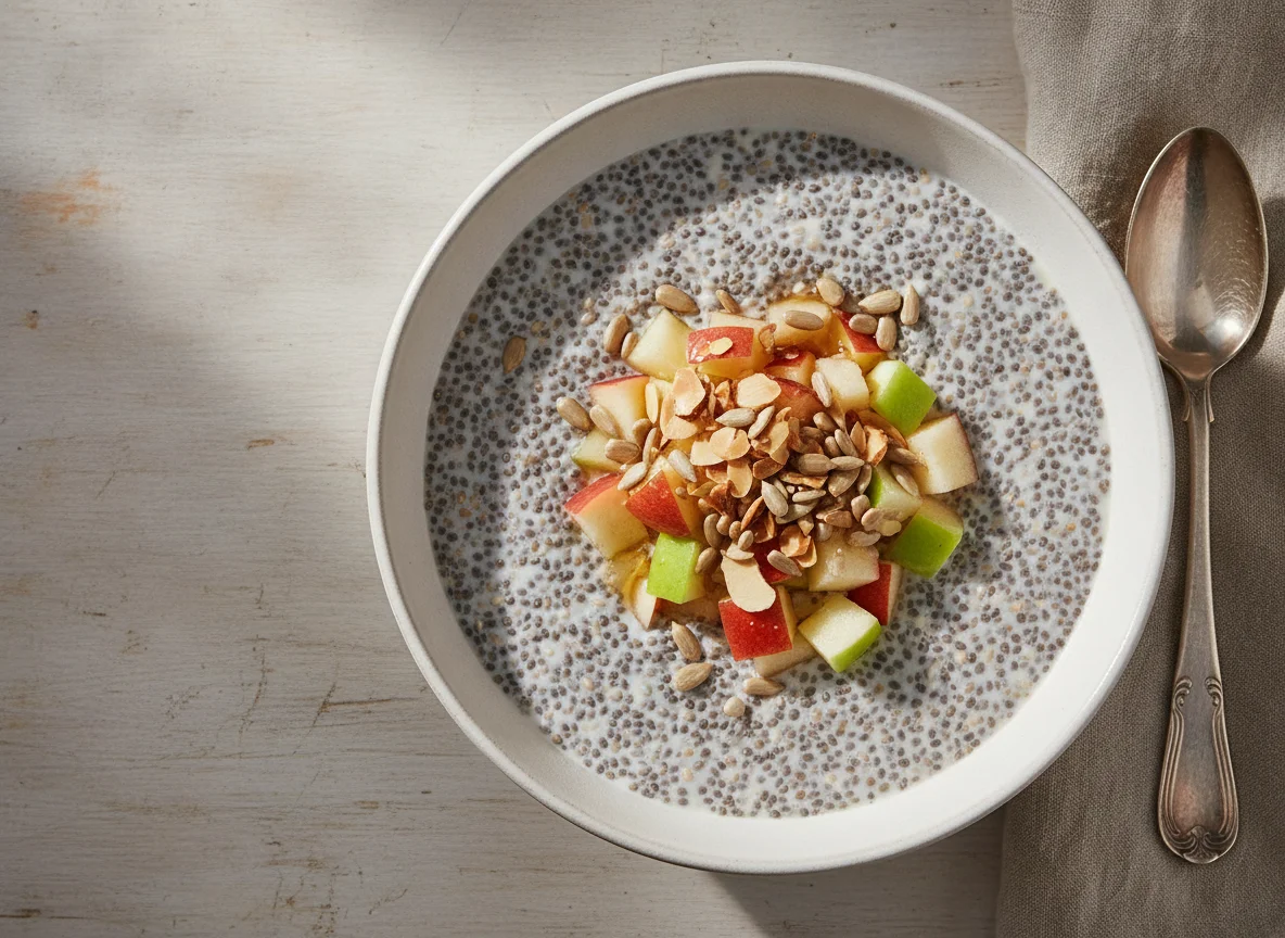 Chia Seed Pudding with Fruit and Nuts photo