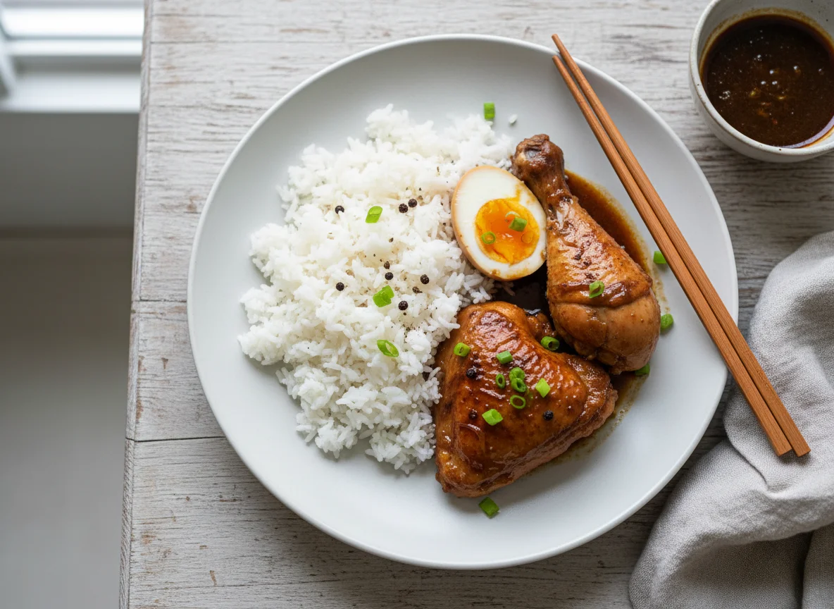 Chicken Adobo with Rice and Egg photo