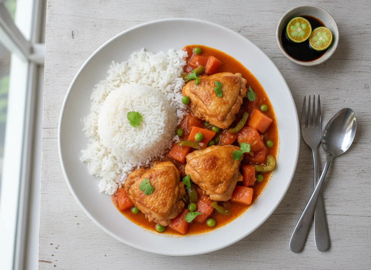 Chicken Afritada with Rice photo