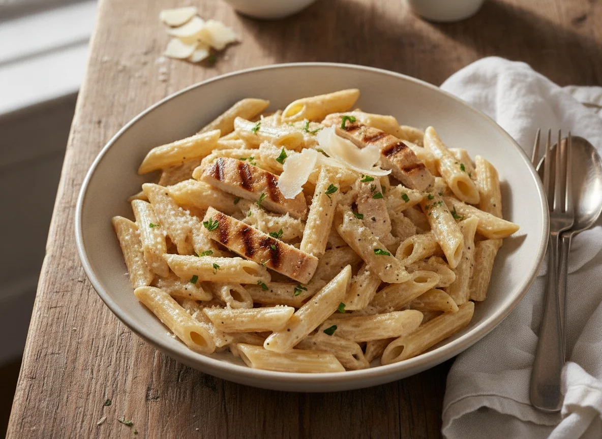 Chicken Alfredo Penne Pasta photo