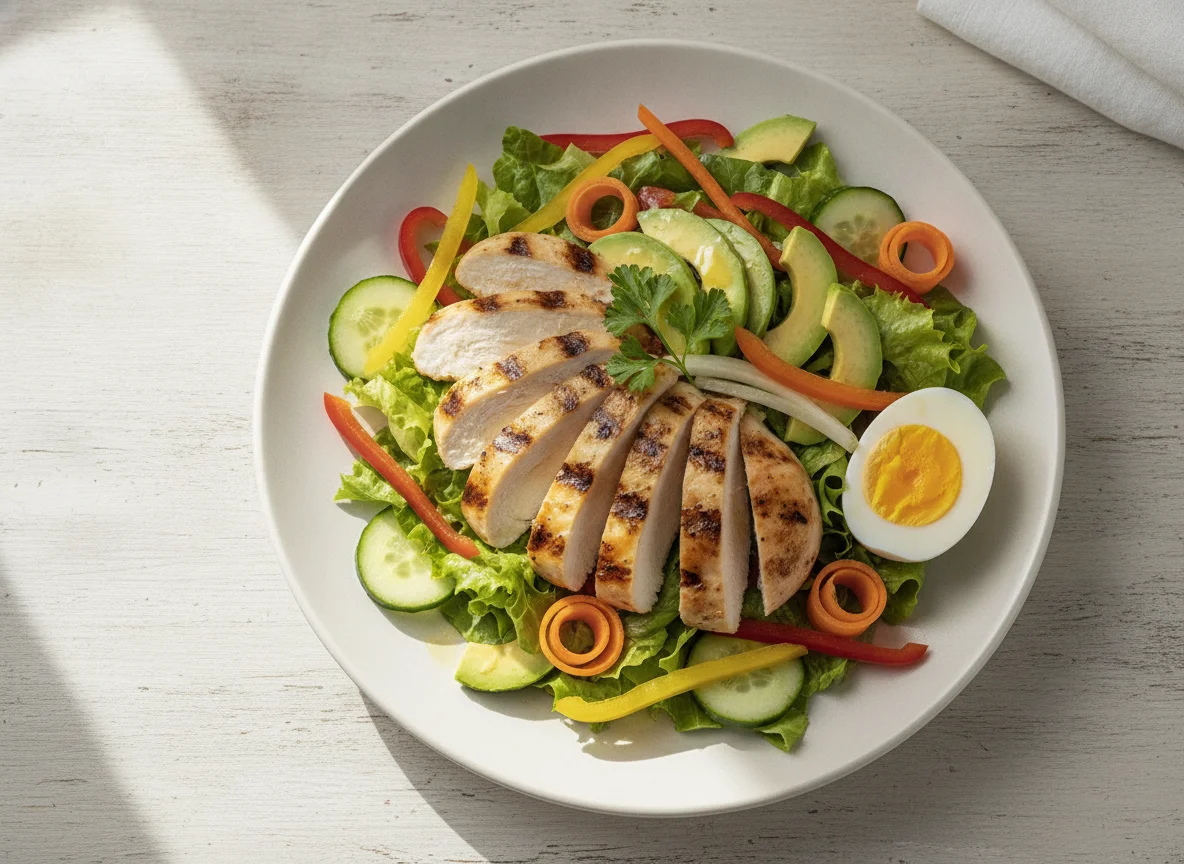 Chicken and Avocado Salad with Boiled Egg photo