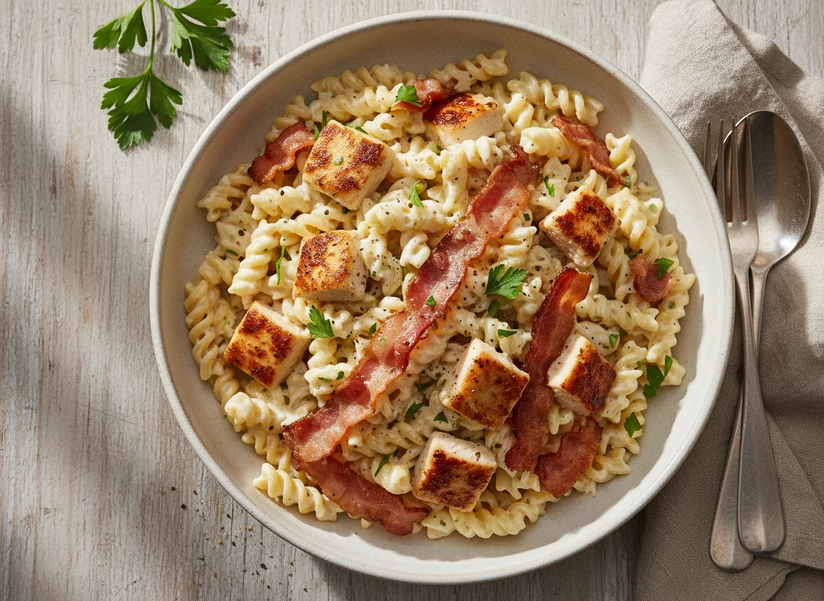 Chicken and Bacon Pasta with Cream Sauce photo