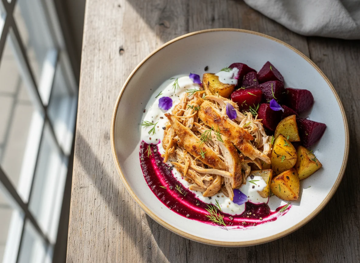 Chicken and Beetroot Bowl with Sauce photo