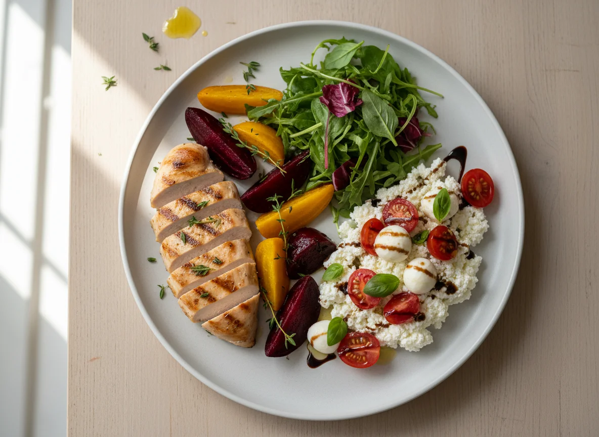 Chicken and Beetroot with Caprese Salad photo