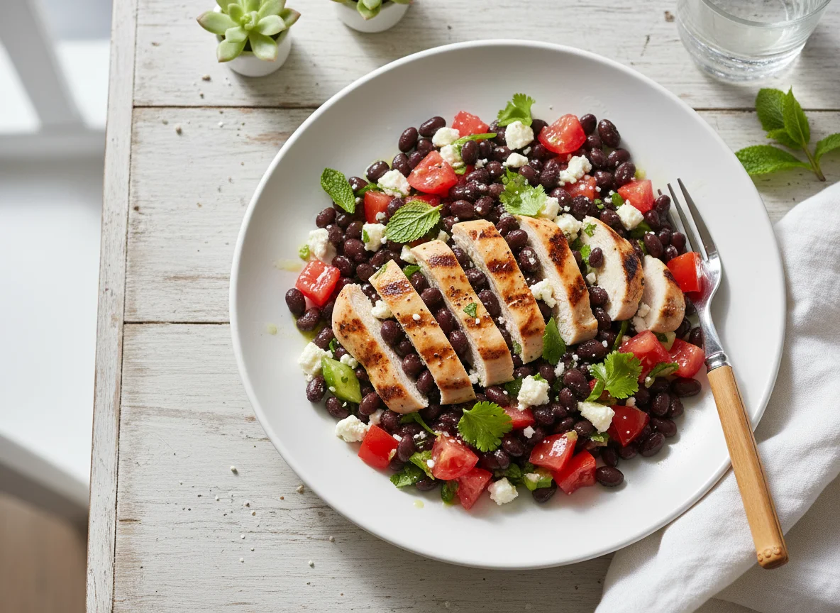 Chicken and Black Bean Salad with Feta and Tomato photo