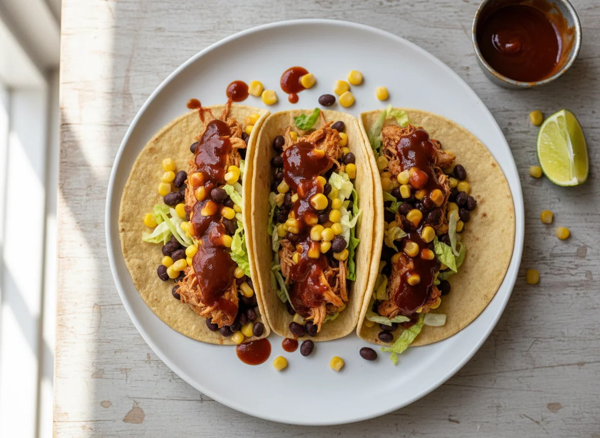 Chicken and Black Bean Tacos with BBQ Sauce photo