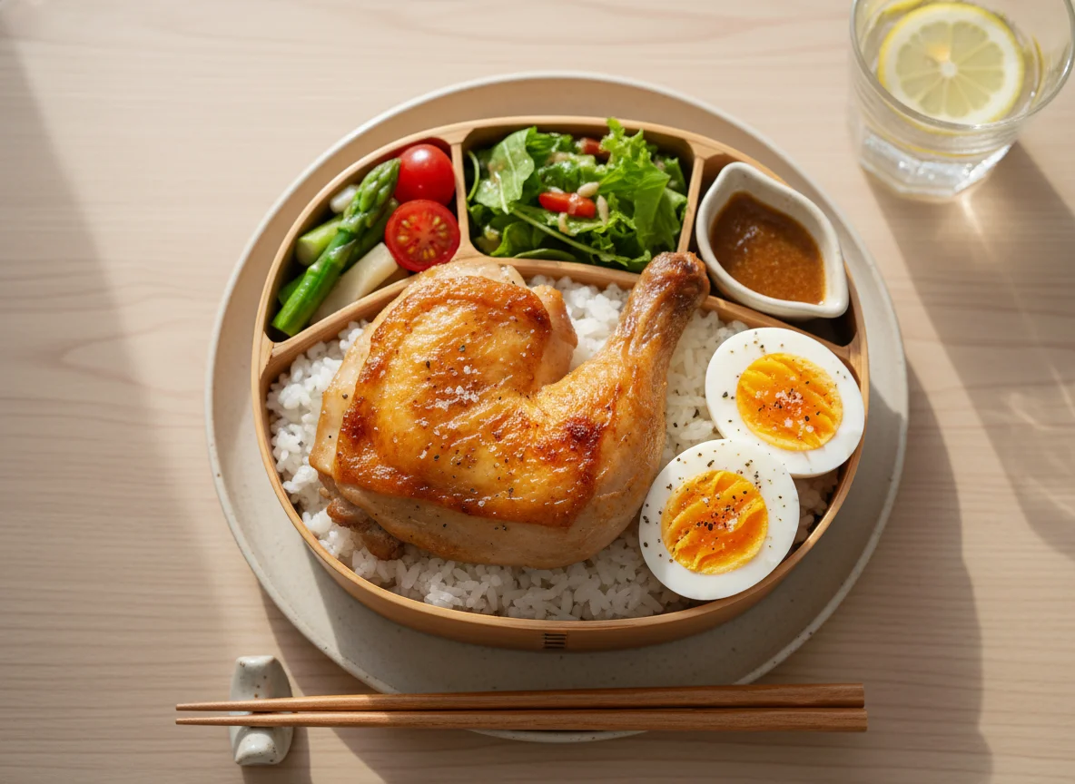 Chicken and Boiled Eggs Bento photo