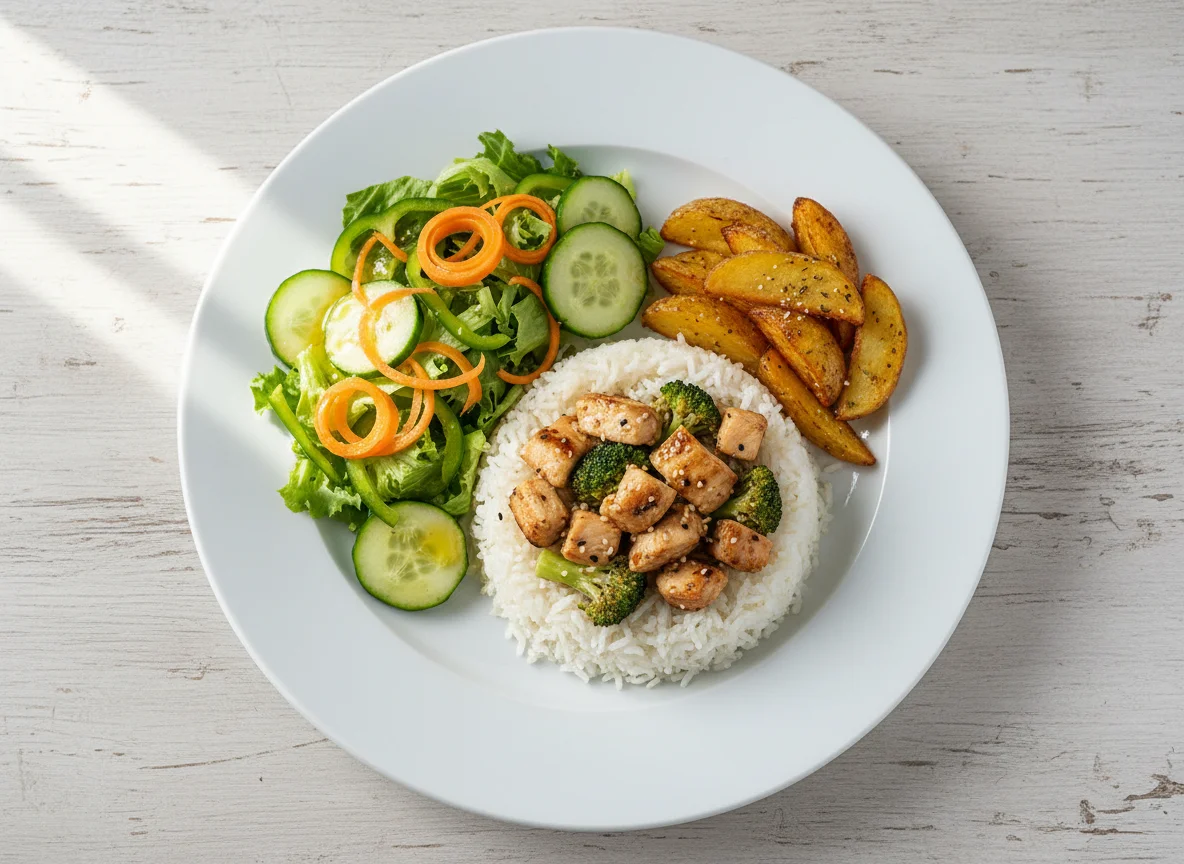 Chicken and Broccoli Rice with Side Salad photo