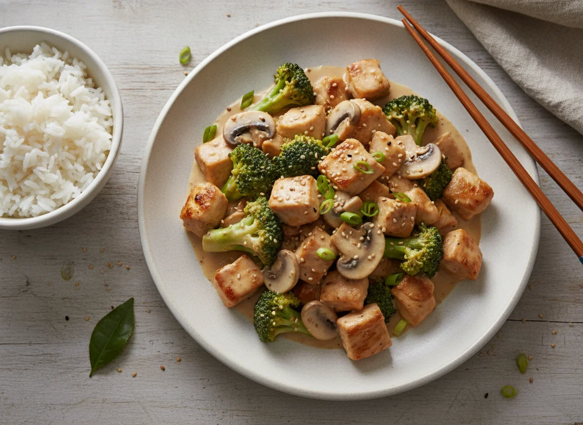 Chicken and Broccoli Stir-fry with Mushrooms photo