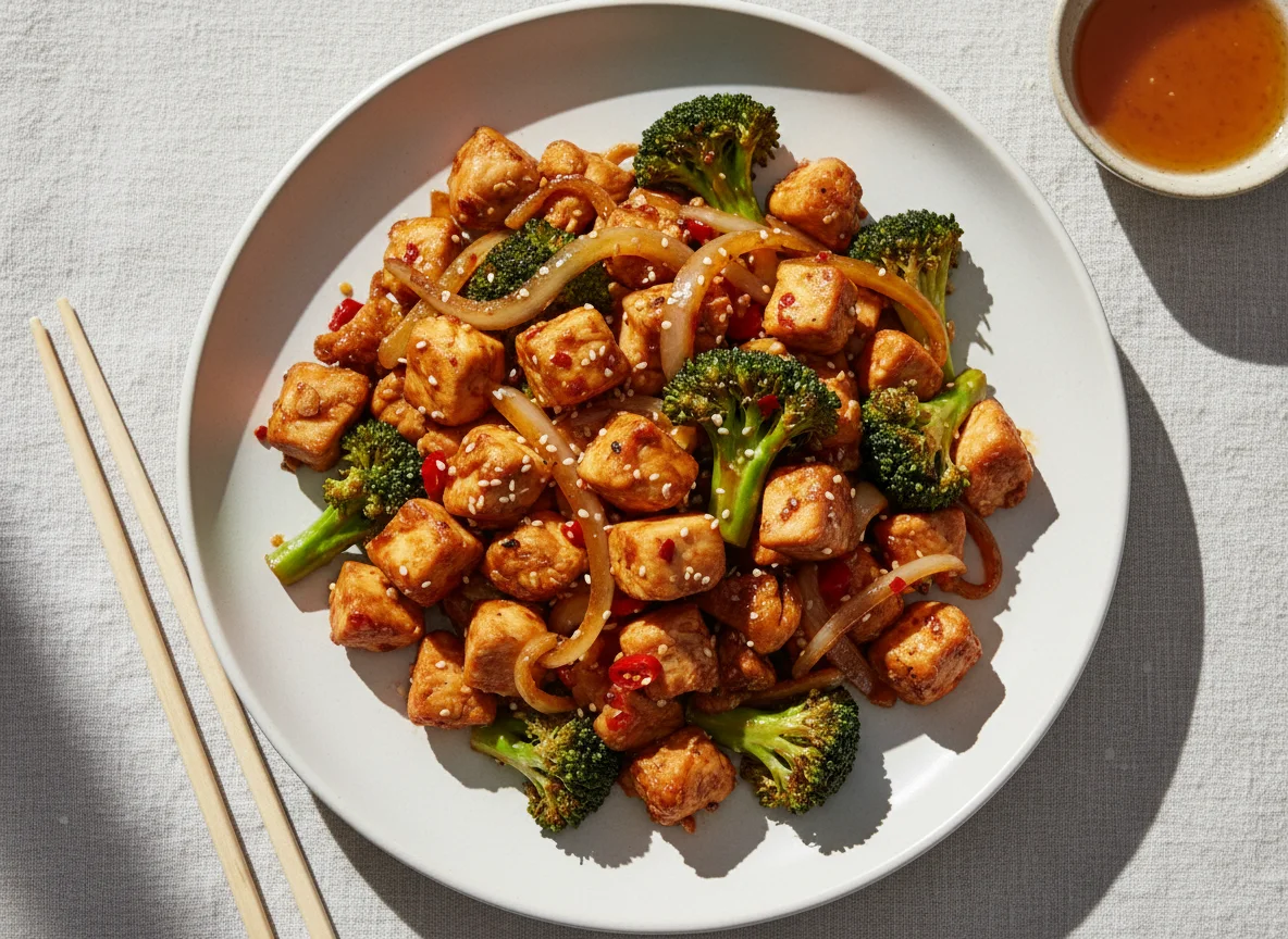 Chicken and Broccoli Stir-fry with Onions photo