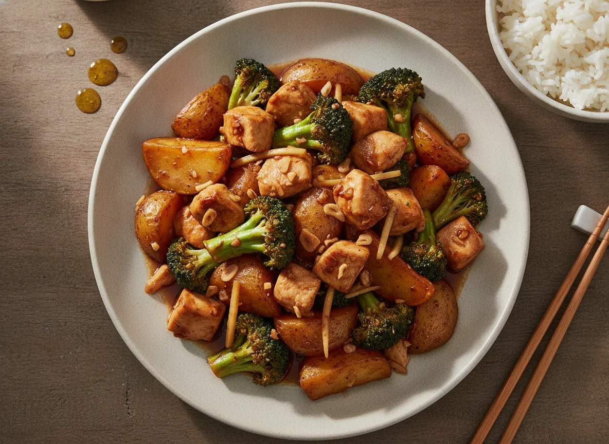 Chicken and Broccoli Stir-fry with Potatoes photo