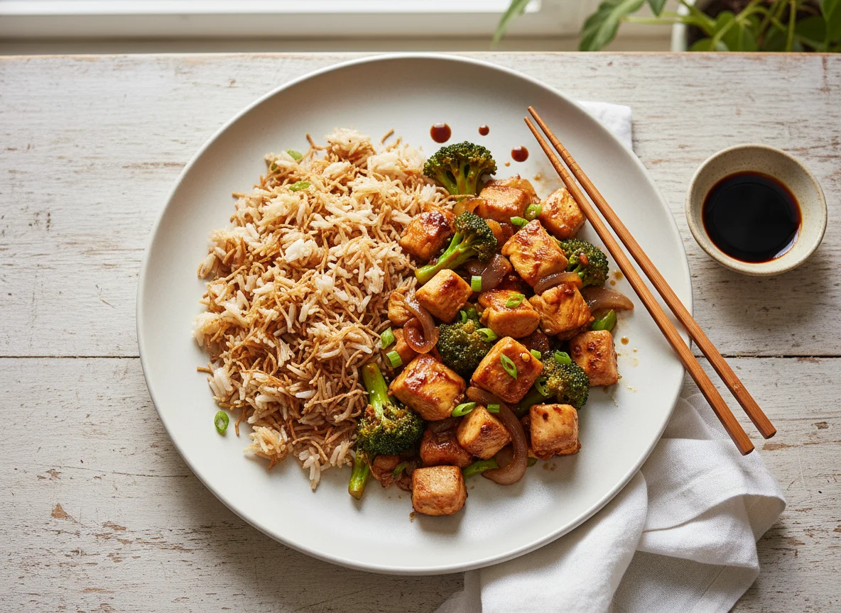 Chicken and Broccoli Stir-fry with Vermicelli Rice photo
