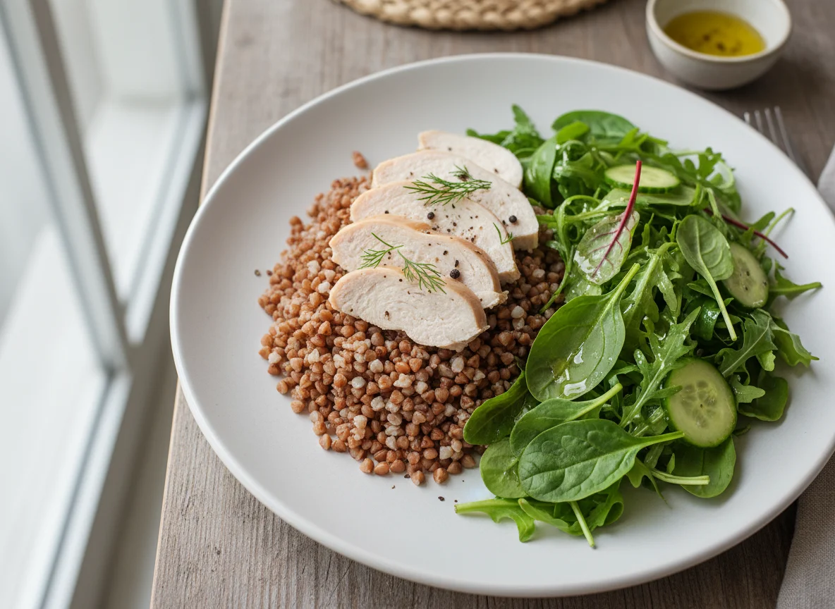 Chicken and Buckwheat with Salad photo