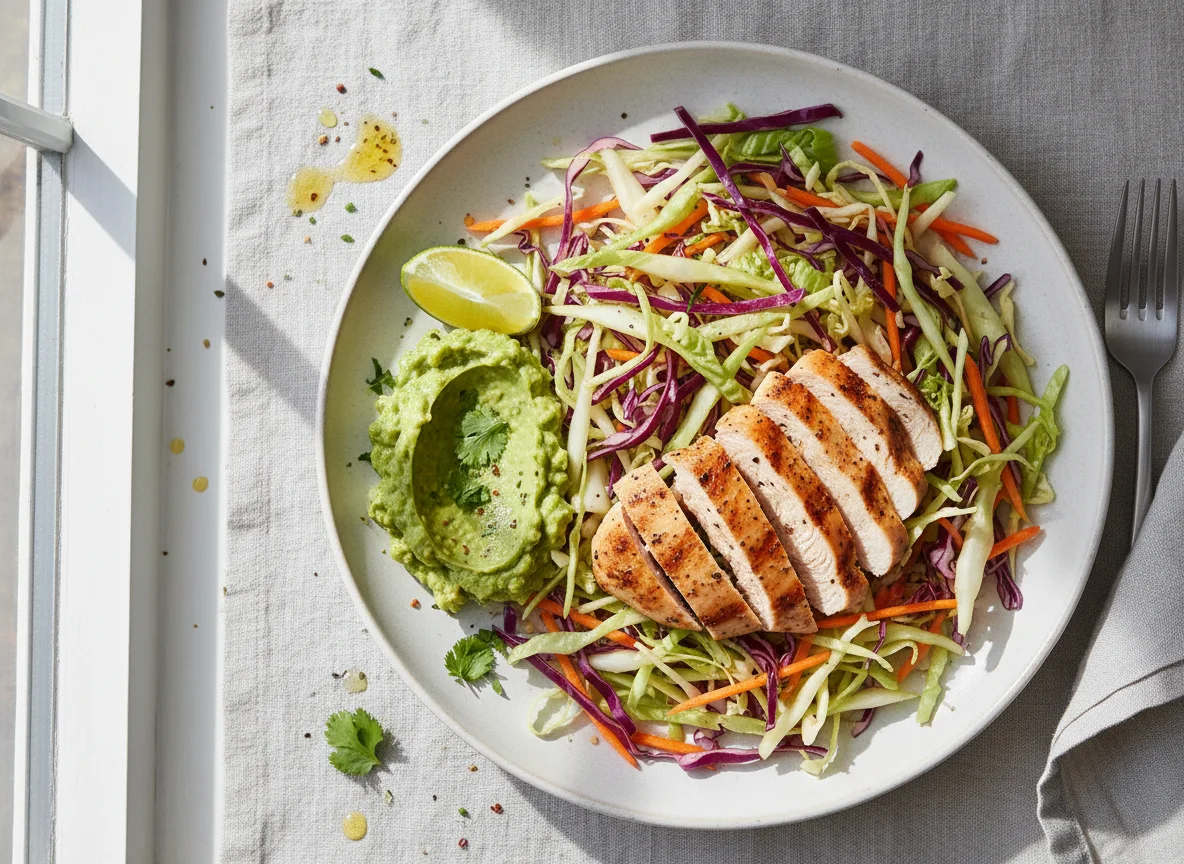 Chicken and Cabbage Salad with Guacamole photo