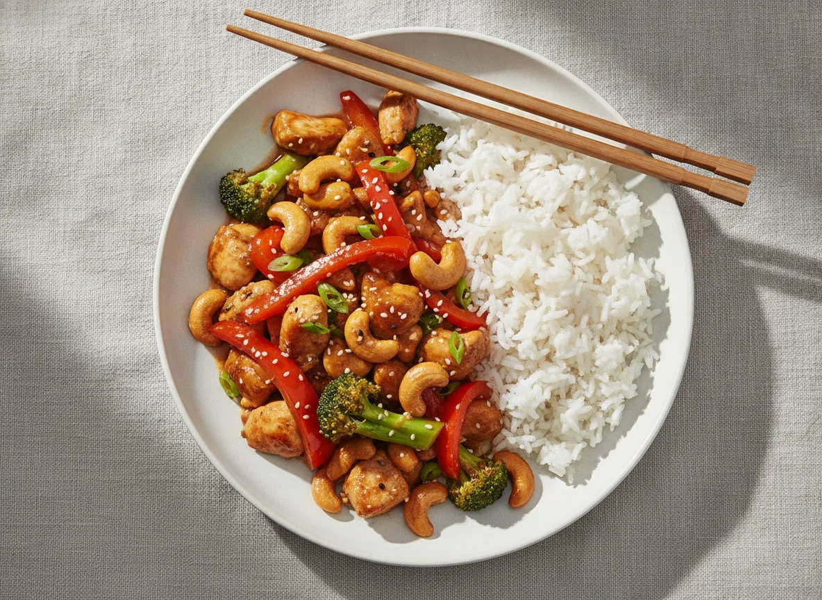 Chicken and Cashew Stir-fry with Rice photo