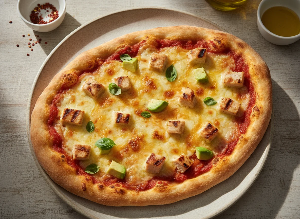 Chicken and Cheese Flatbread Pizza photo