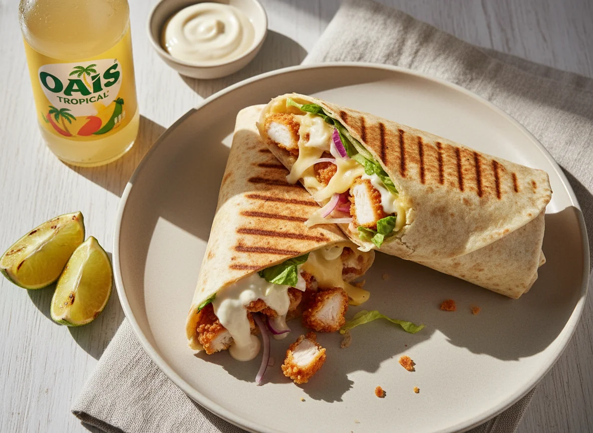 Chicken and Cheese Grilled Wrap with Oasis Drink photo