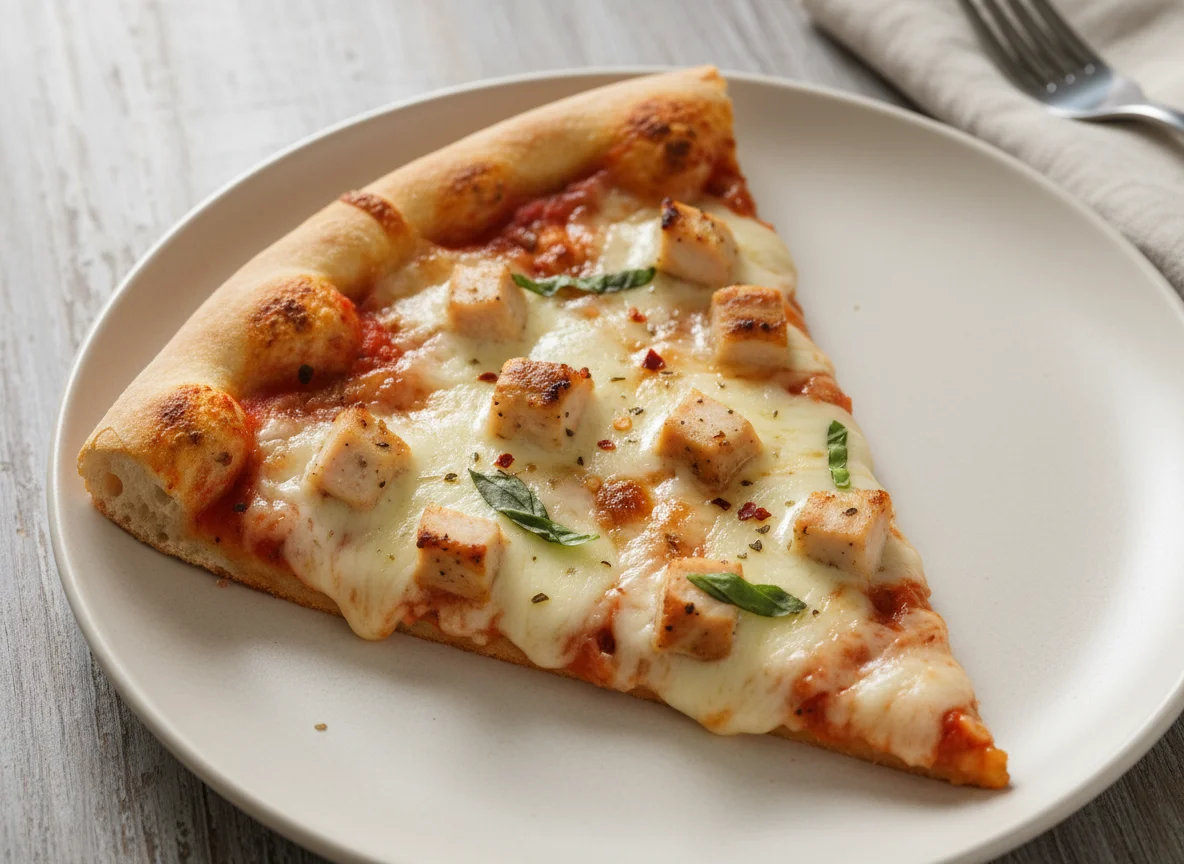 Chicken and Cheese Pizza Slice photo