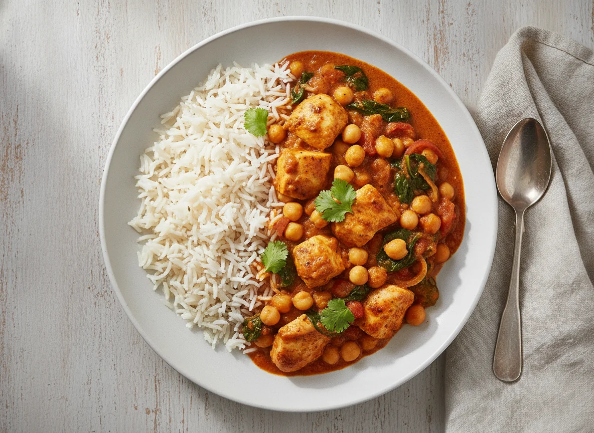 Chicken and Chickpea Curry with Basmati Rice photo