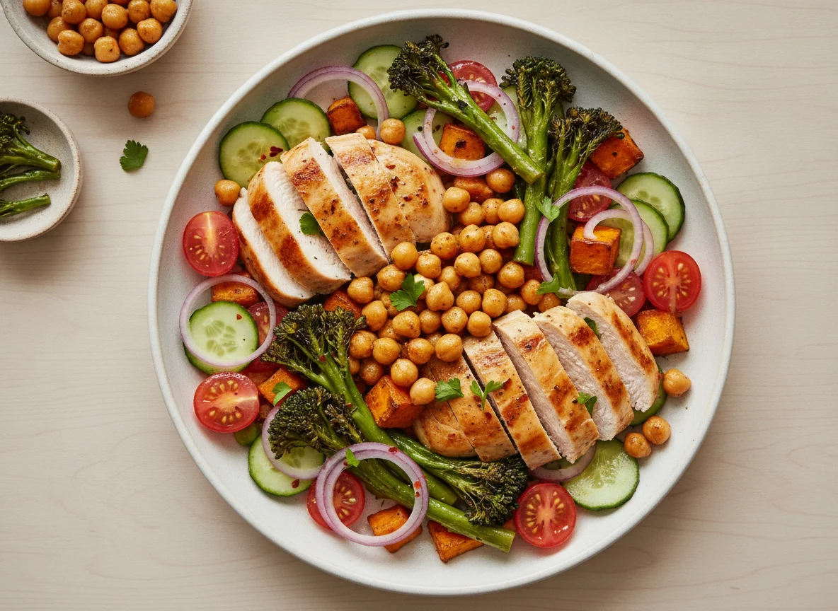 Chicken and Chickpea Salad with Broccoli photo