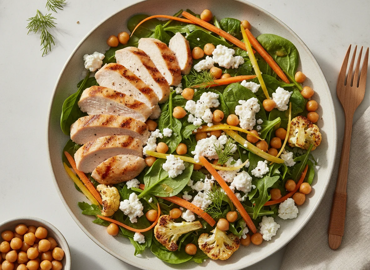 Chicken and Chickpea Salad with Cottage Cheese photo