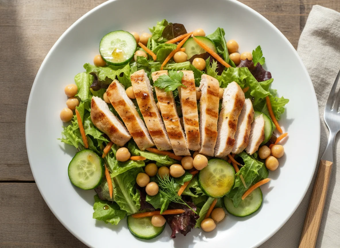 Chicken and Chickpea Salad with Cucumber photo