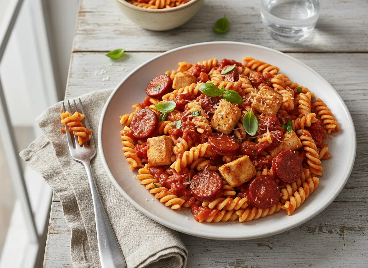 Chicken and Chorizo Pasta with Tomato Sauce photo