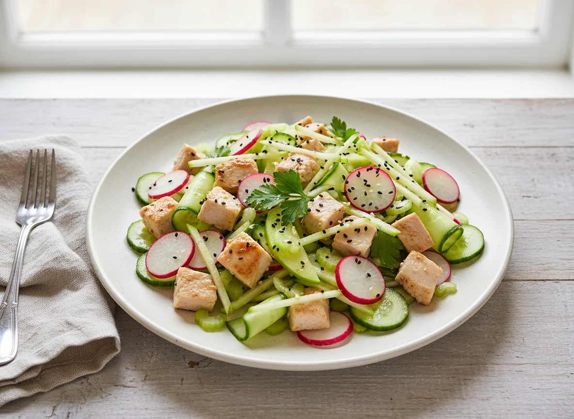Chicken and Cucumber Radish Salad with Apple photo