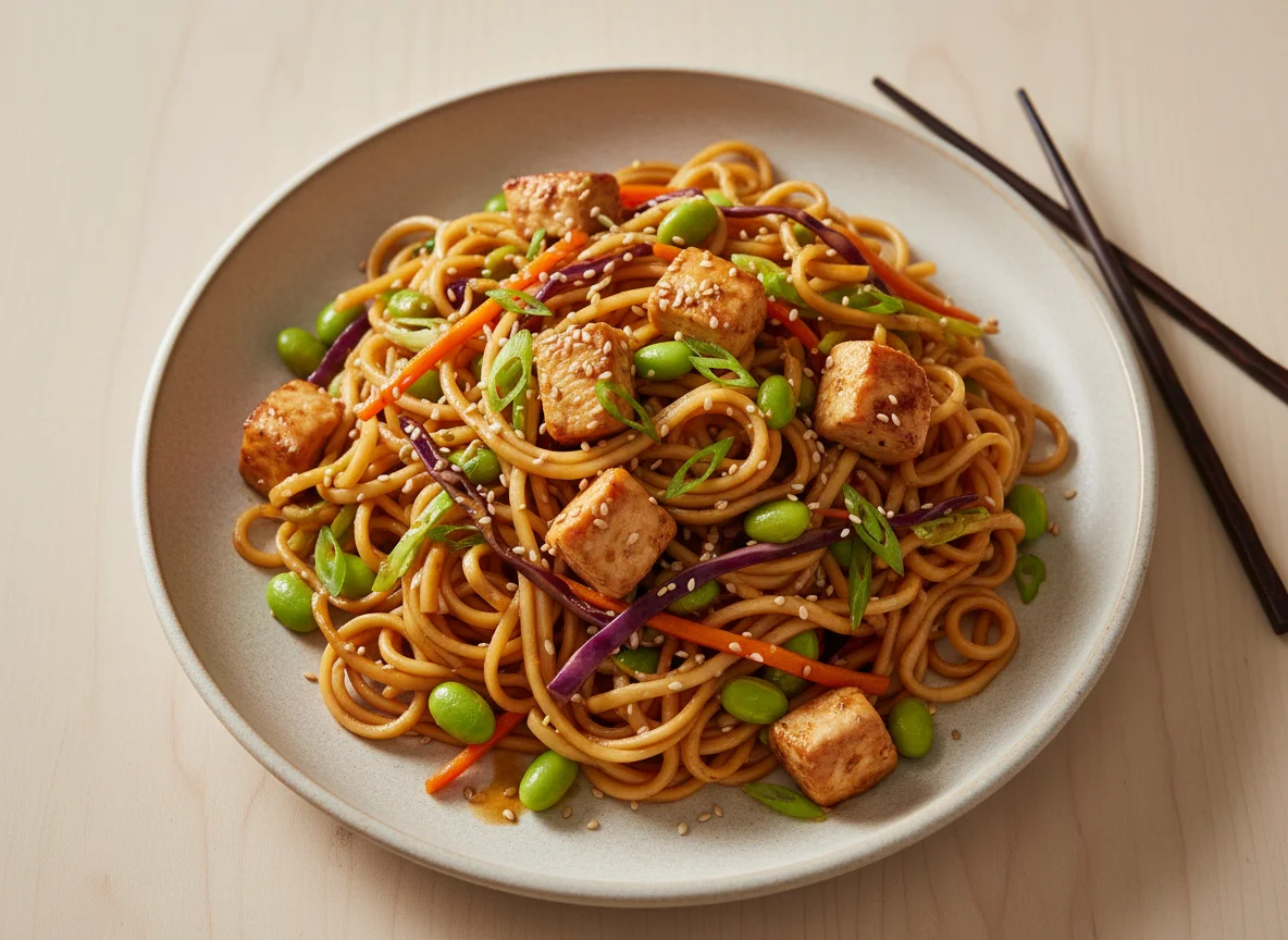 Chicken and Edamame Noodle Stir-fry photo