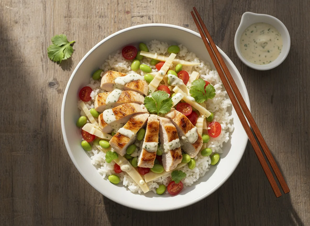 Chicken and Edamame Rice Bowl photo
