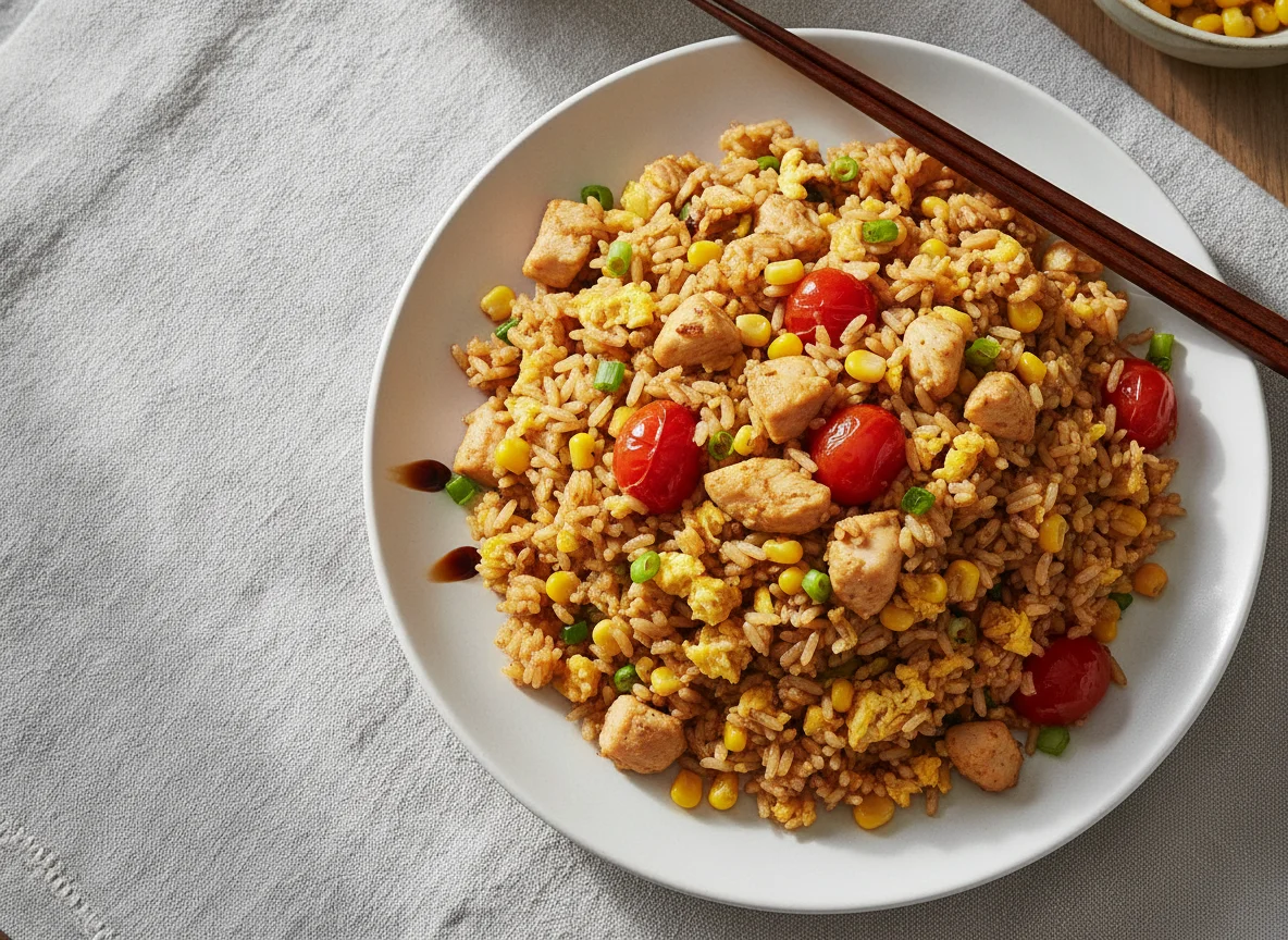 Chicken and Egg Fried Rice with Vegetables photo
