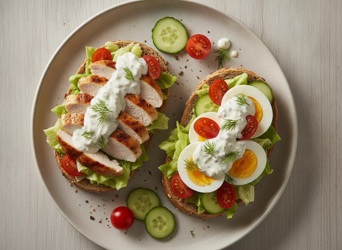 Chicken and Egg Open Sandwiches with Skyr Sauce photo