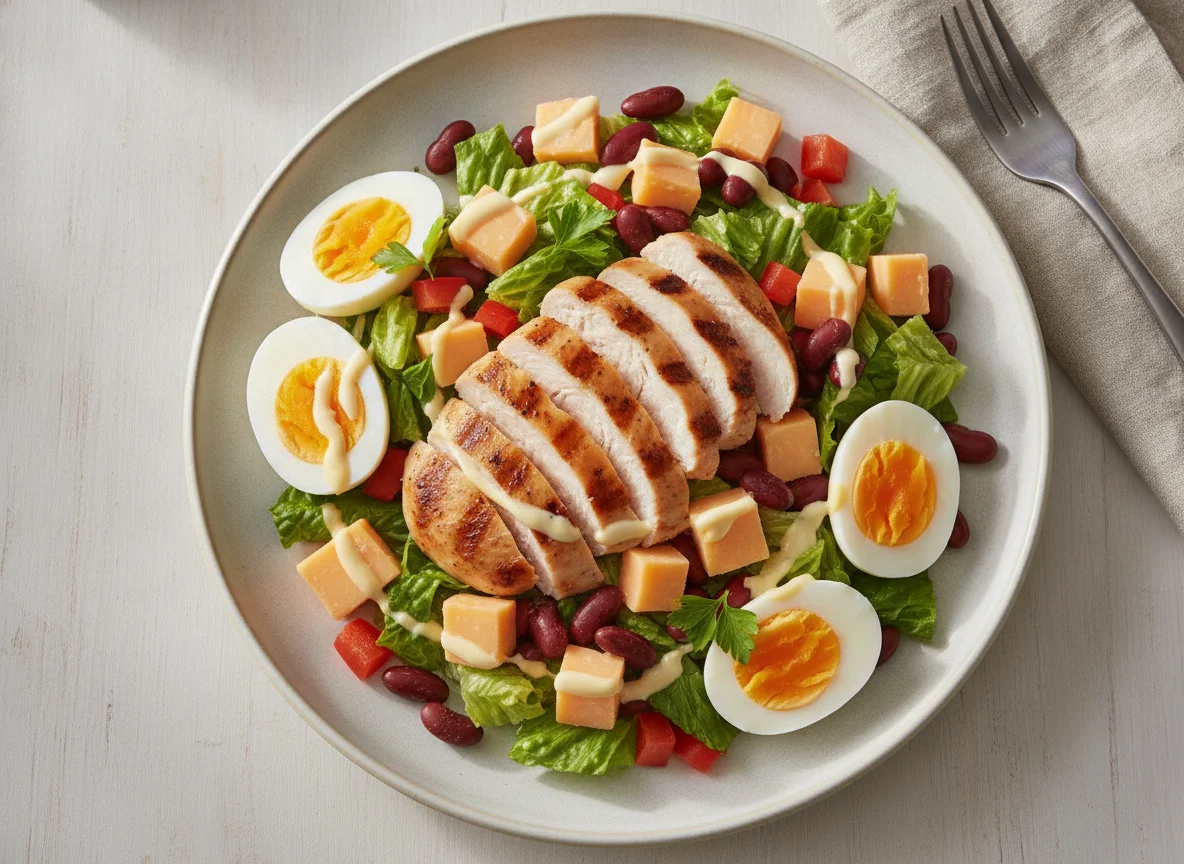 Chicken and Egg Salad with Beans and Cheese photo