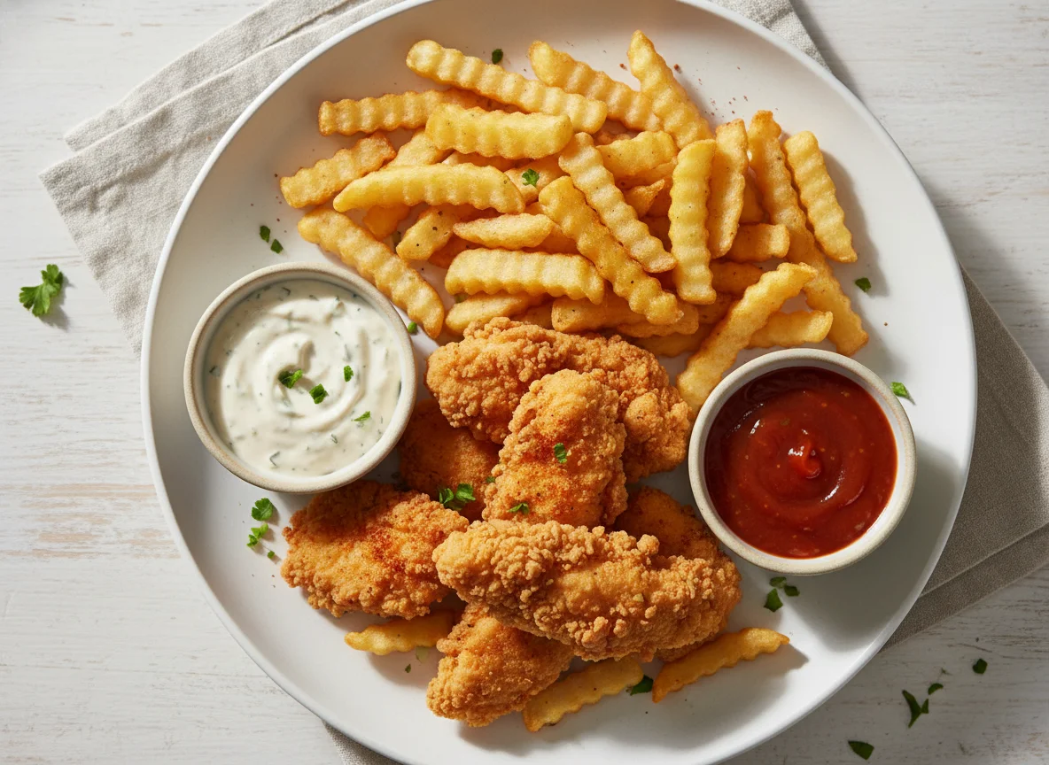 Chicken and Fries with Sauce photo