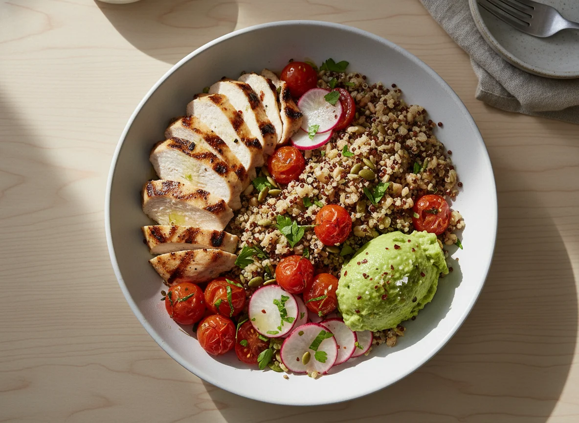 Chicken and Grain Bowl with Avocado photo
